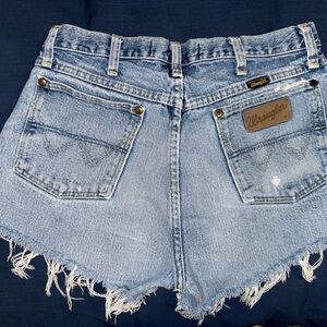 Wrangler Blue Jean Shorts with Distressed Hem